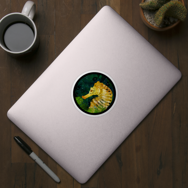 Yellow Seahorse by KatherineBlowerDesigns